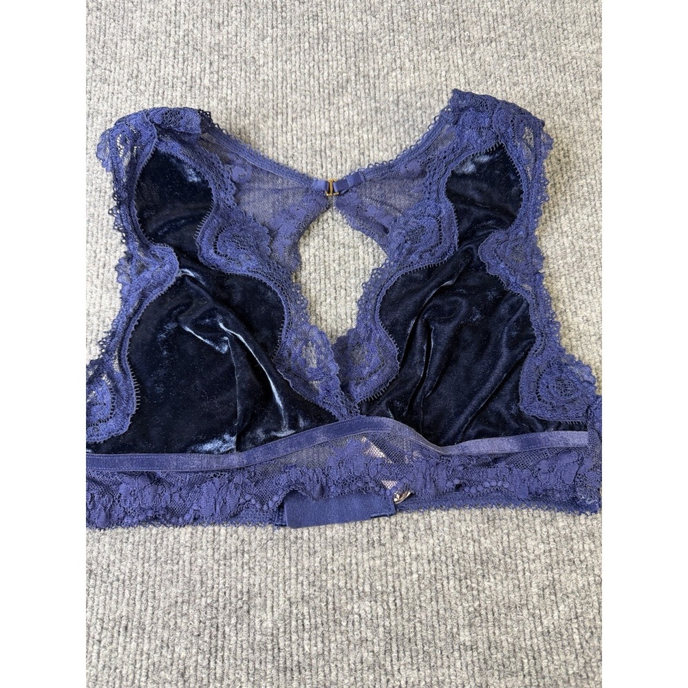 Victoria's Secret‎ Dream Angels Navy Blue Lace Velvet Bralette Wireless Bra M